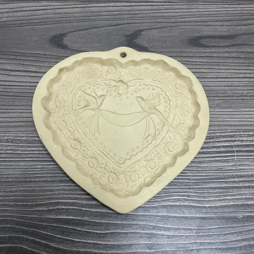 Vintage Brown Bag Cookie Art Birds Heart Flowers Mold 1985 **READ**